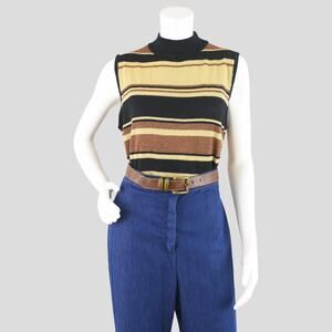 Vintage Sleeveless Mockneck Metallic Striped Top, Kathie Lee Ladies Large